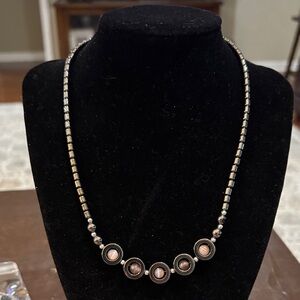 Classic Hematite and Pink Bead Necklace